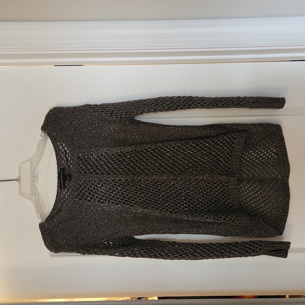 Small Rock & Republic Sheer Sweater Gray Silver